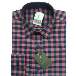 Camisa de flanela xadrez bordo manga longa