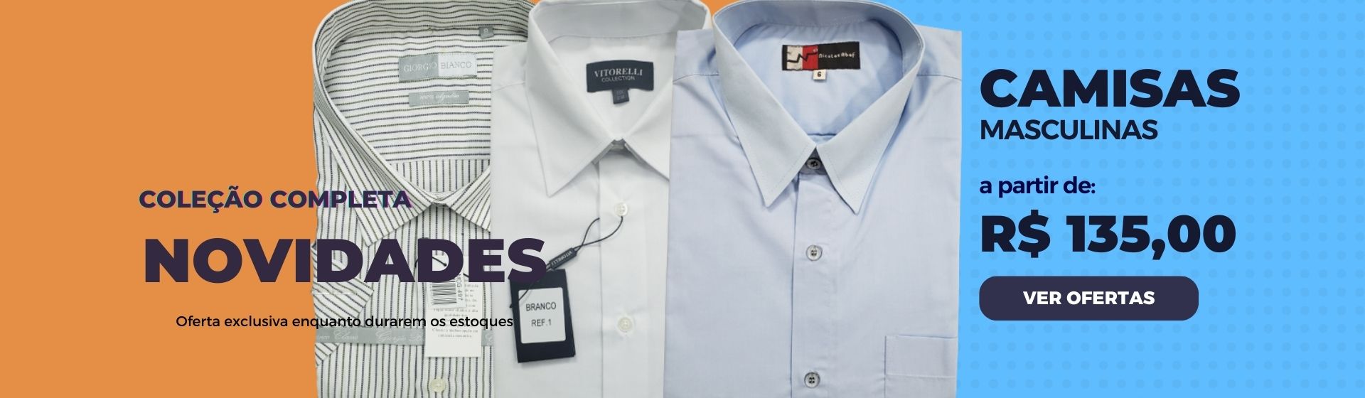 Camisas masculinas en promoção