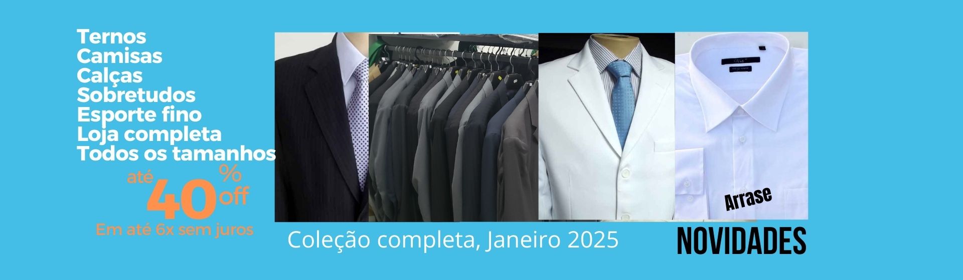 Roupas masculinas e ternos na promoção